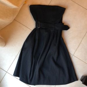 Theory black strapless dress